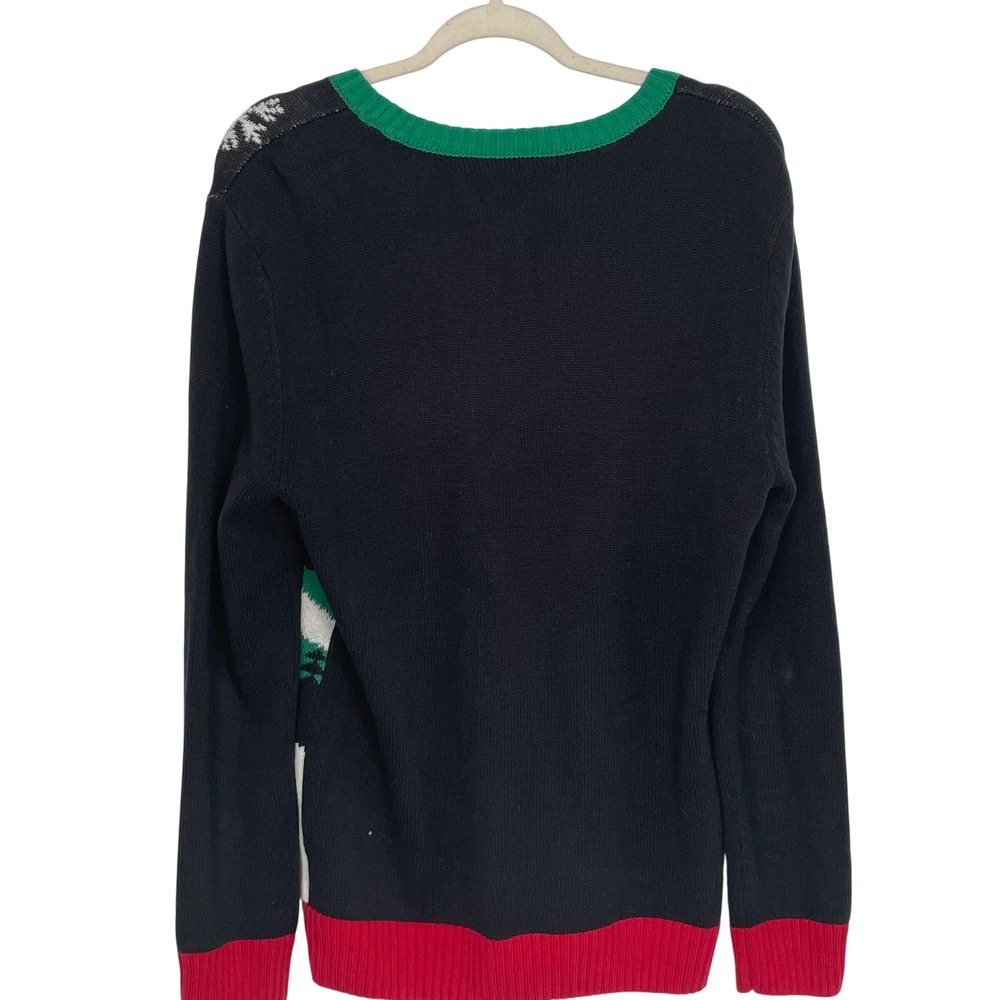 Ugly Christmas Polar Bear Snowflake Holiday Party Knit Crew Neck Sweater Medium - Picture 2 of 10